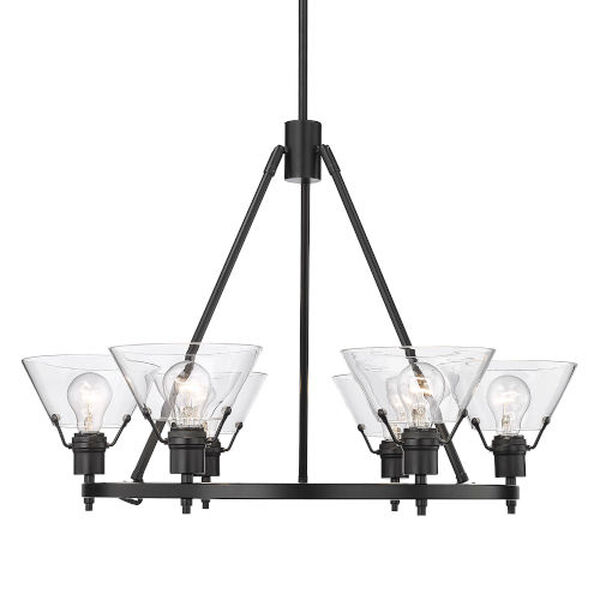 Orwell Matte Black Six-Light Chandelier with Clear Glass Shade, image 5
